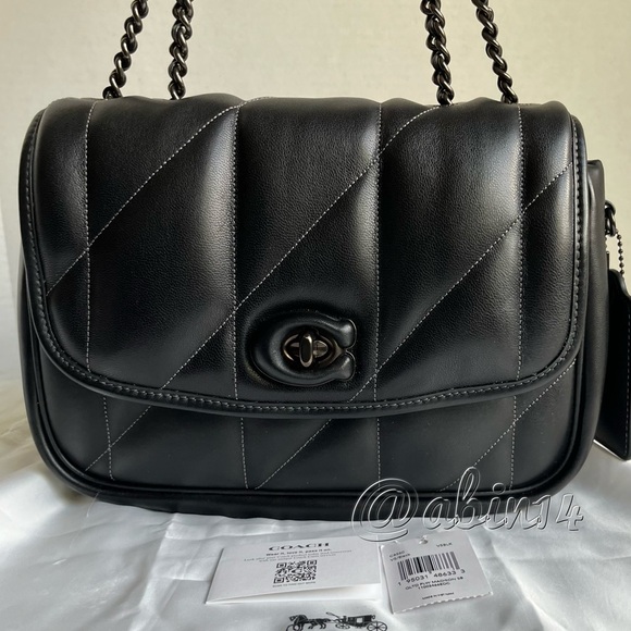 Coach Black Leather Pillow Madison Shoulder Crossbody Bag Quilting Full Size - Picture 13 of 14